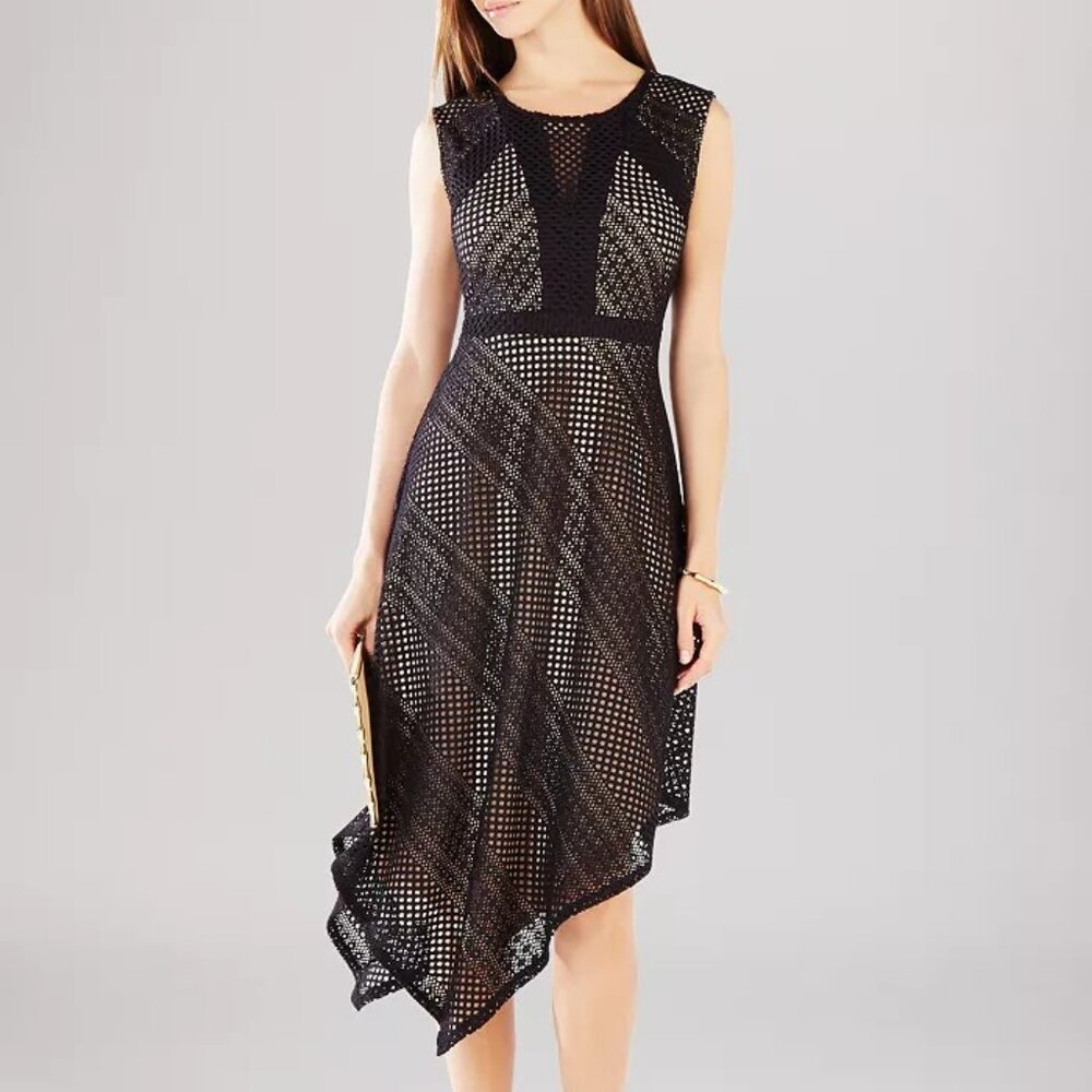 BCBGMAXAZRIA Tracie Asymmetric Lace Dress